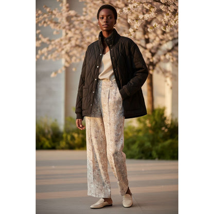 Quilted Snap-Front Womens Jacket in Black. Olive, or Taupe