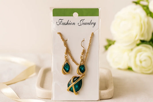 Crystal Pendant Necklace & Earrings Jewelry Set