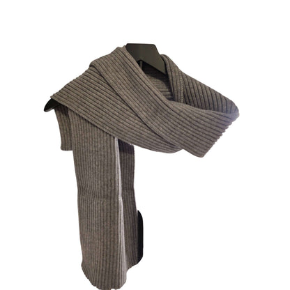 Ribbed Knit Winter Set With Faux Fur Pom Beanie & Scarf In Ivory or Gray
