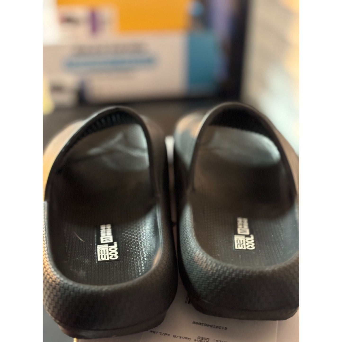 Cool Cushion Black Slide Sandals Slip-On Breathable Indoor/Outdoor Footwear