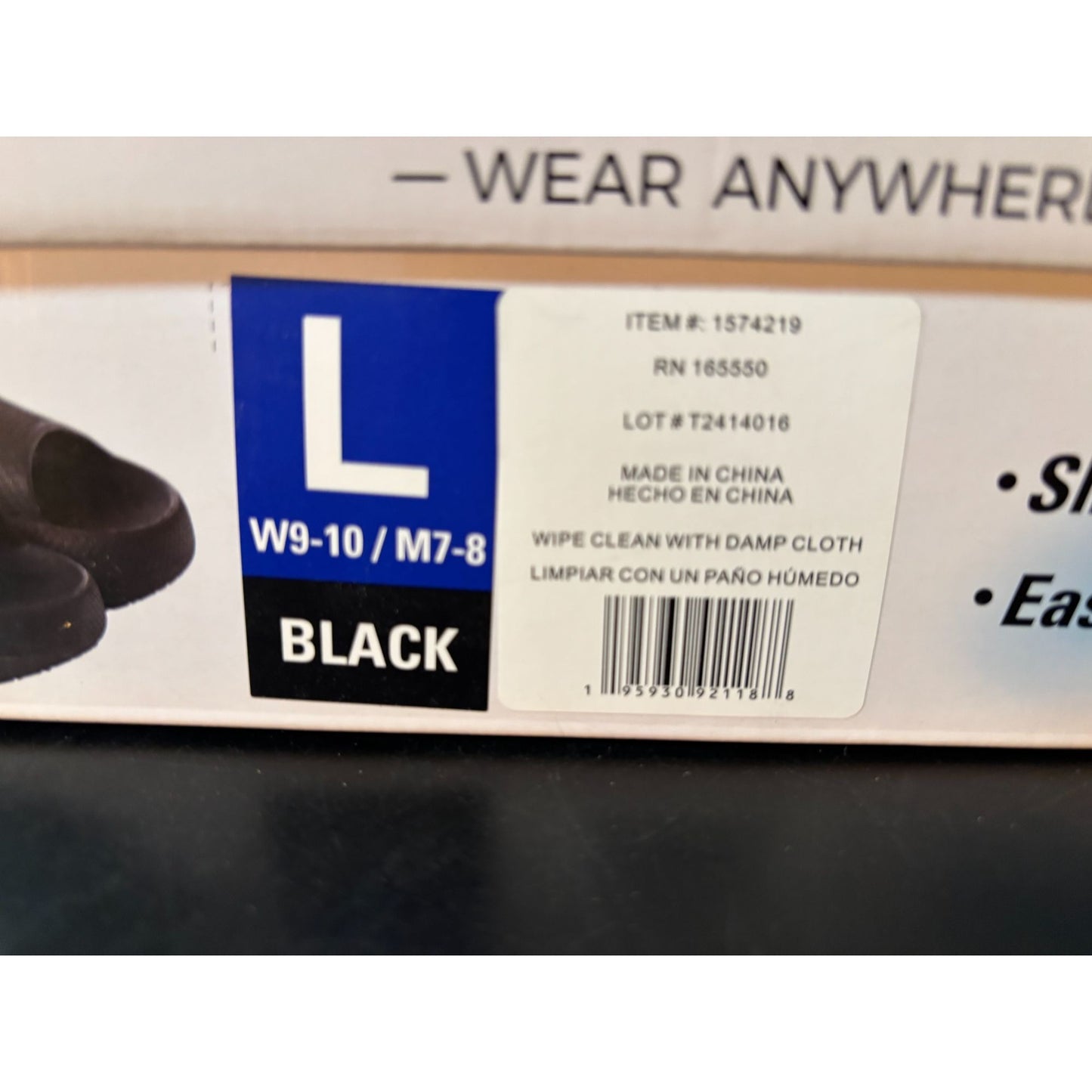 Cool Cushion Black Slide Sandals Slip-On Breathable Indoor/Outdoor Footwear