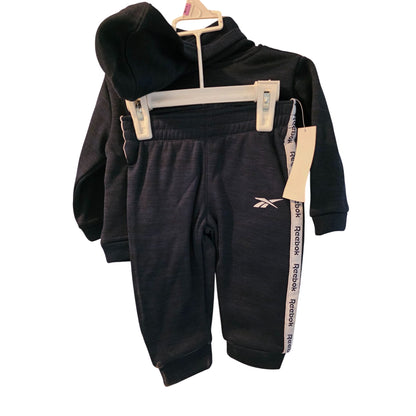 Reebok Infant 2-Piece Hoodie Jogger Set – Navy & White Logo Tracksuit