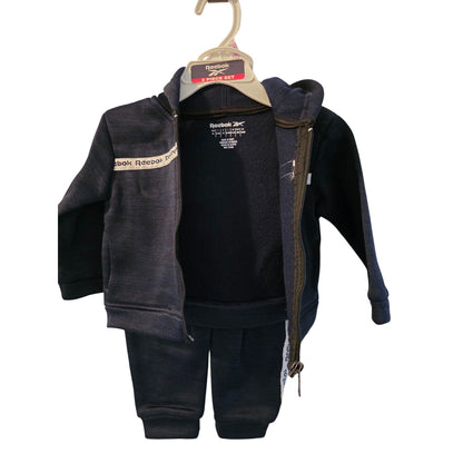 Reebok Infant 2-Piece Hoodie Jogger Set – Navy & White Logo Tracksuit