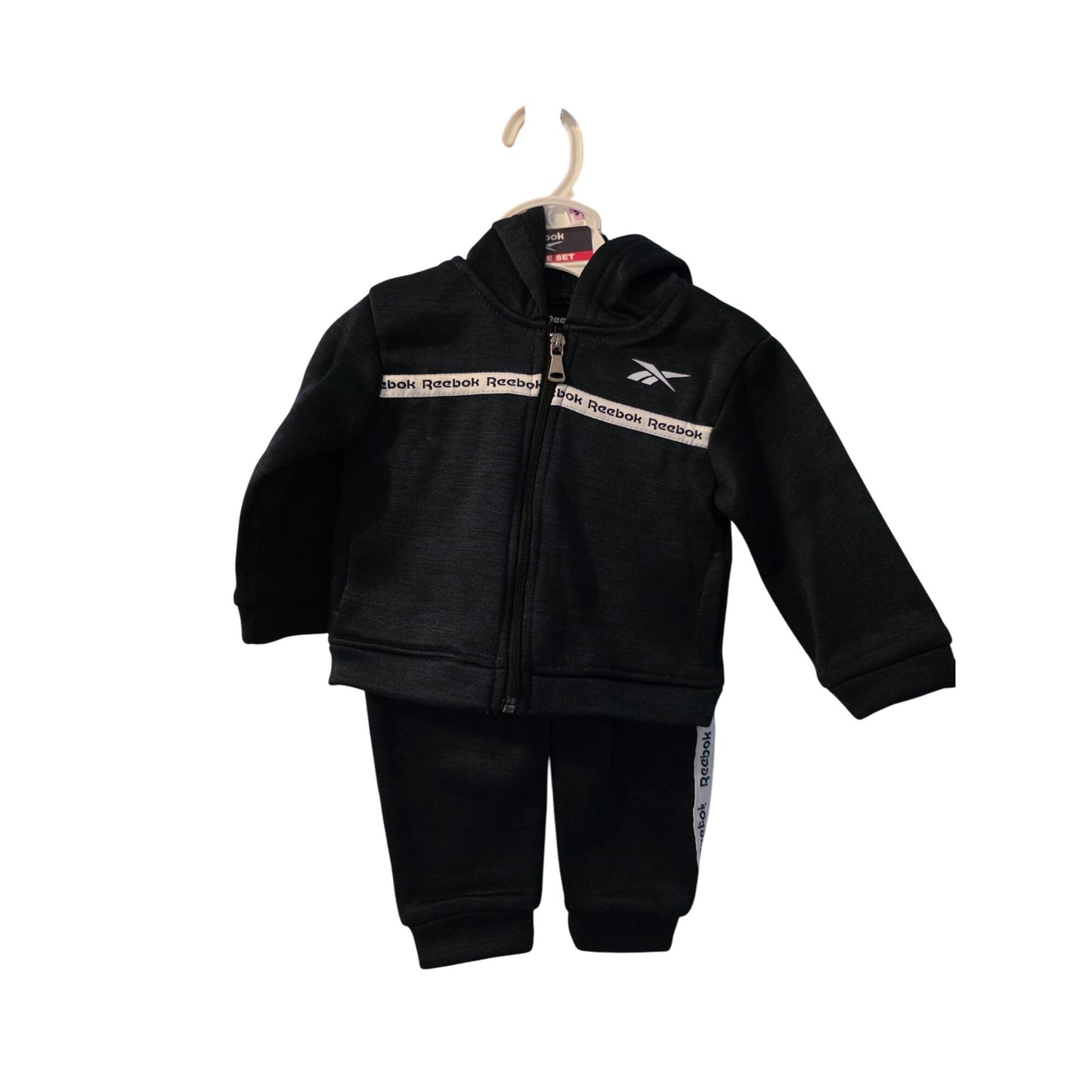 Reebok Infant 2-Piece Hoodie Jogger Set – Navy & White Logo Tracksuit