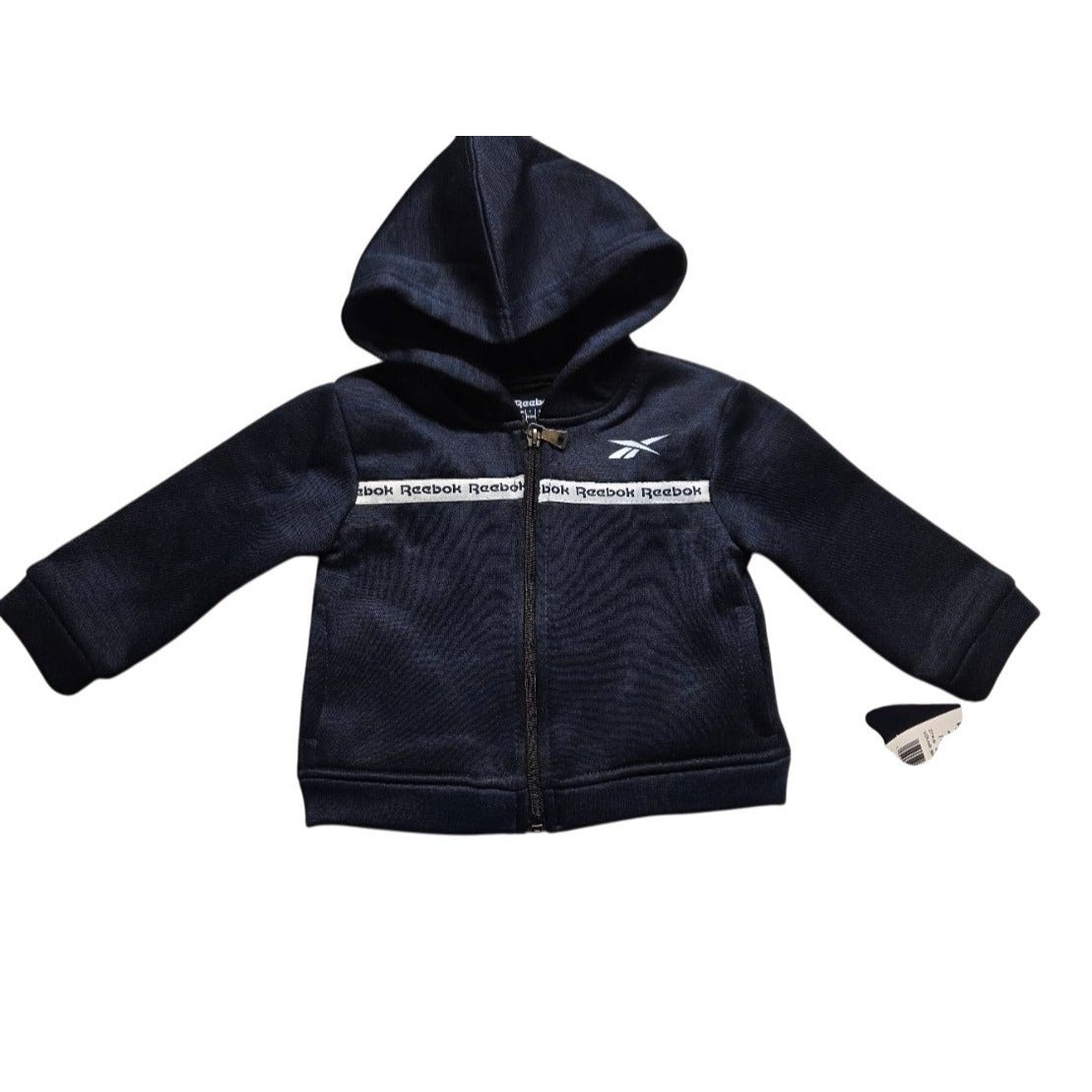 Reebok Infant 2-Piece Hoodie Jogger Set – Navy & White Logo Tracksuit