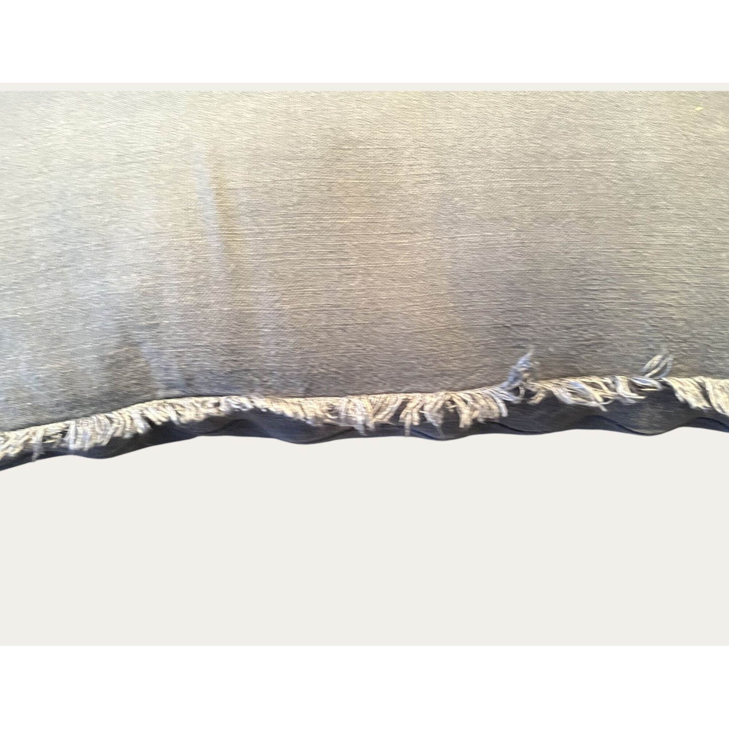 Lumbar Pillow With Fringe Trim Soft Grey Rayon Linen Blend Decorative Accent