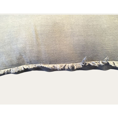 Lumbar Pillow With Fringe Trim Soft Grey Rayon Linen Blend Decorative Accent