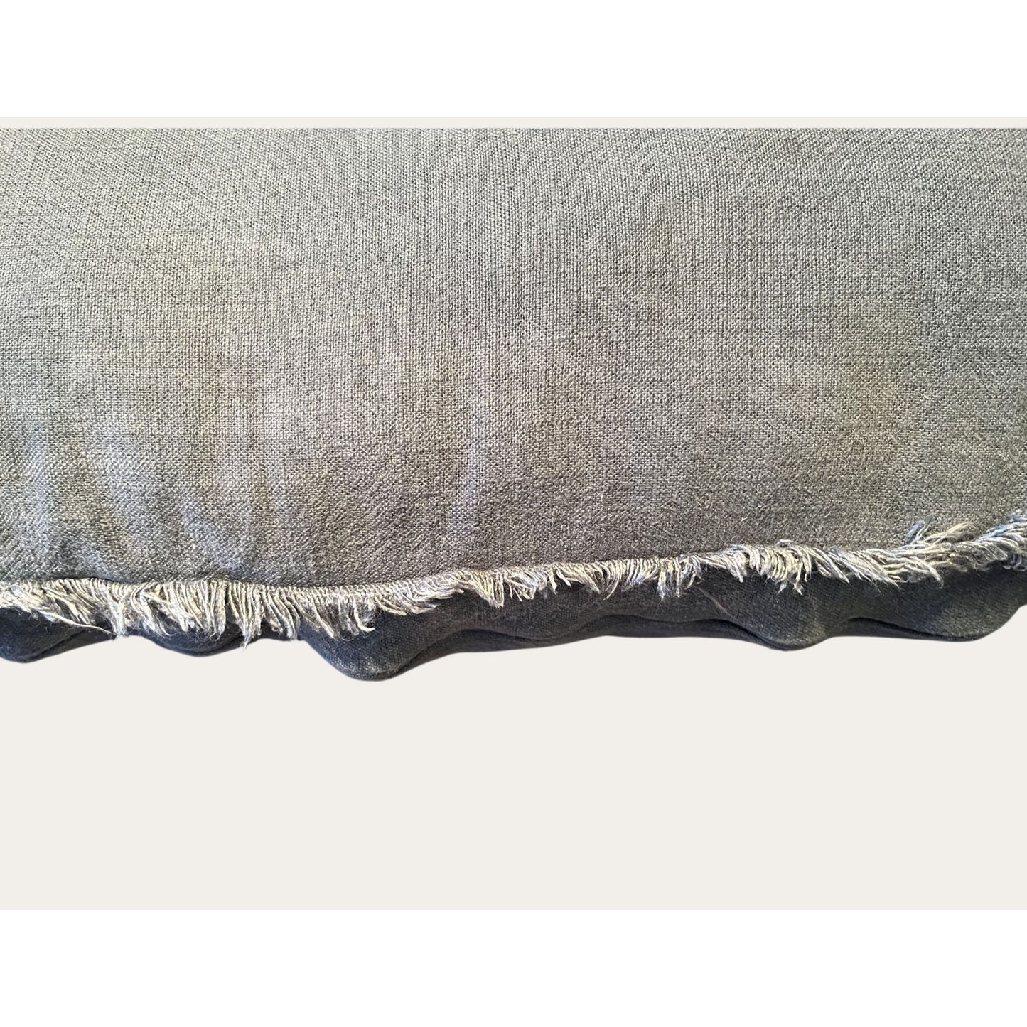 Lumbar Pillow With Fringe Trim Soft Grey Rayon Linen Blend Decorative Accent