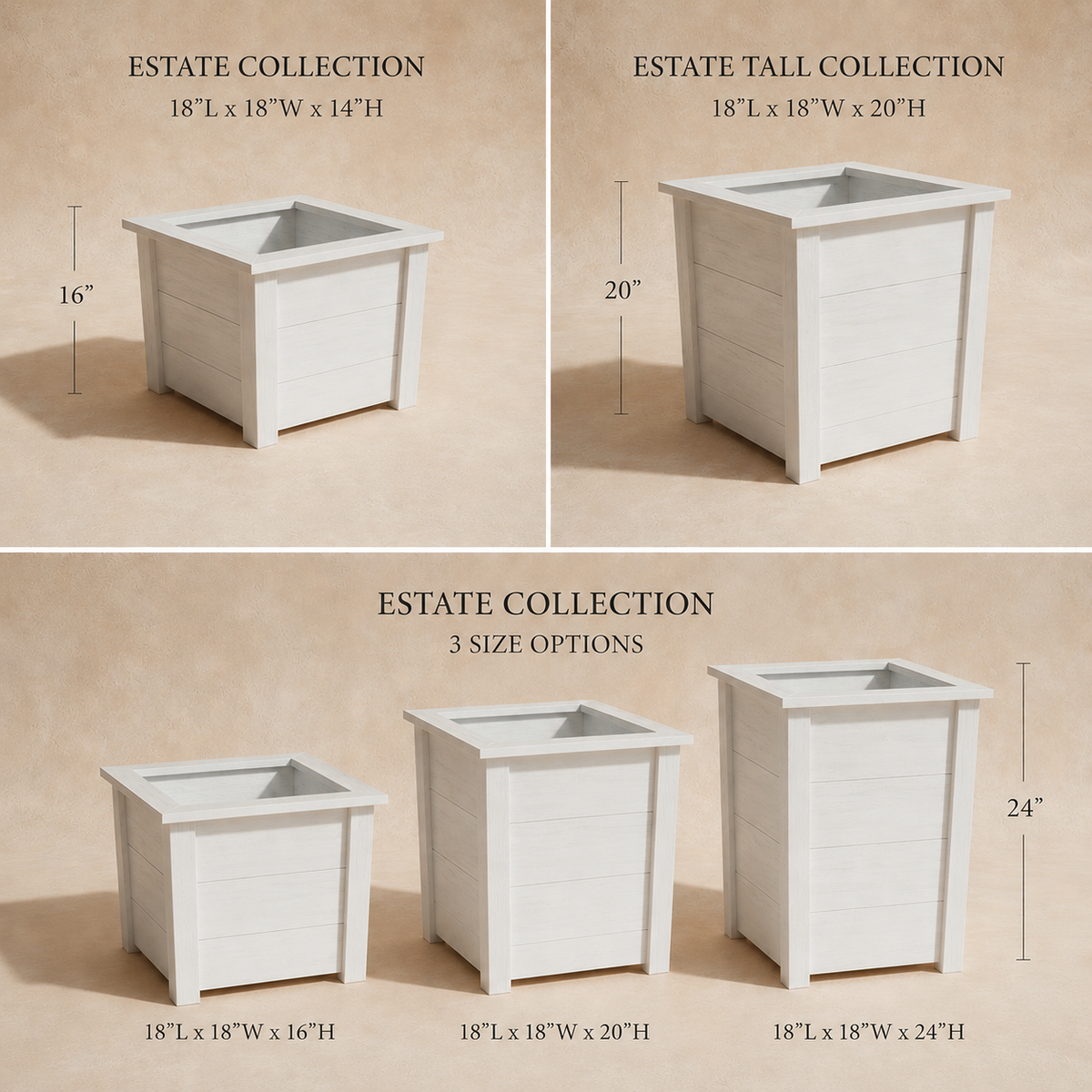 Estate Series Wooden Planter Box | Decorative Pot Cover for Mums, Herbs & Topiaries | Handmade Outdoor Planter