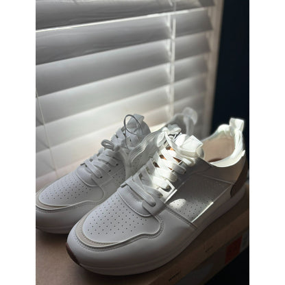 Steve Madden Mens White & Brown Ortholite Lace-Up Sneakers