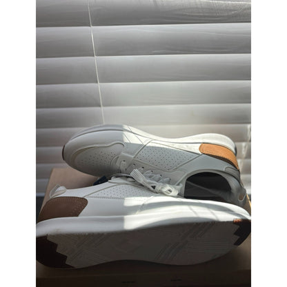 Steve Madden Mens White & Brown Ortholite Lace-Up Sneakers