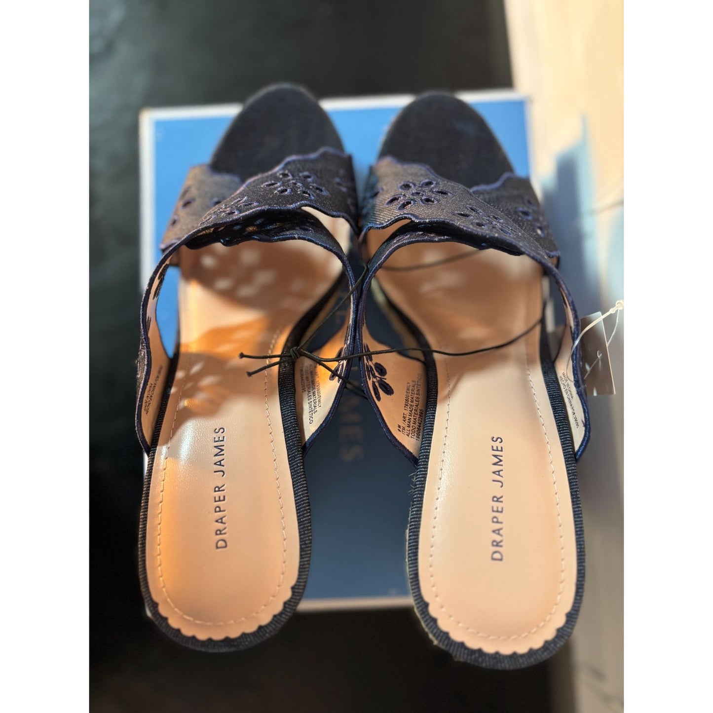 Draper James Emily Heeled sandals Navy NIB NEW