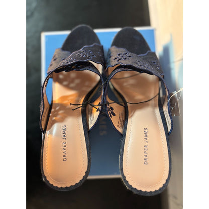 Draper James Emily Heeled sandals Navy NIB NEW