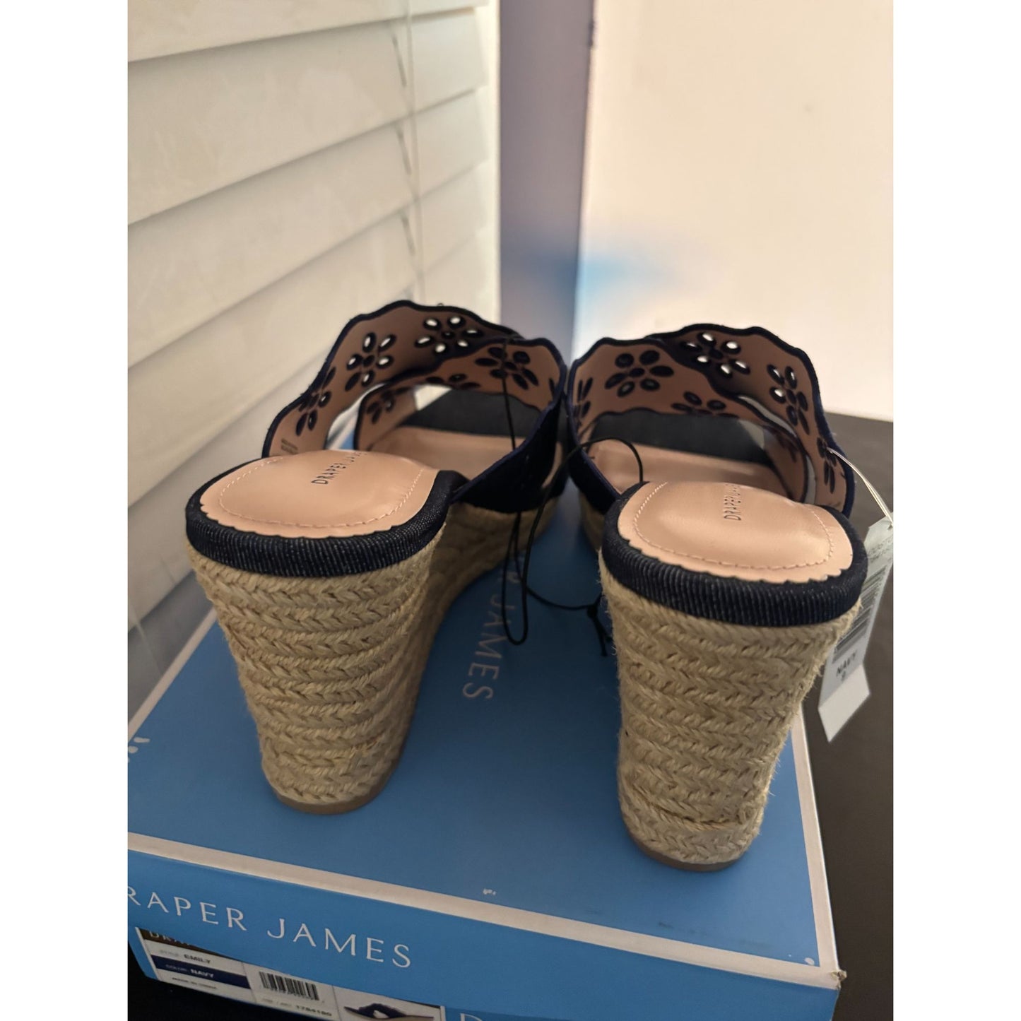 Draper James Emily Heeled sandals Navy NIB NEW