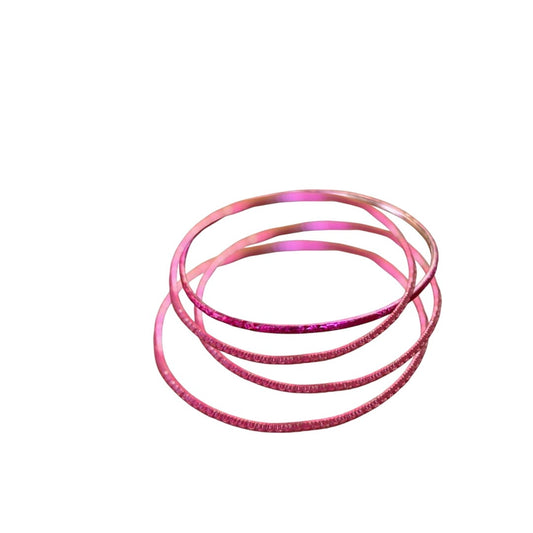 Set Of 4 Thin Glitter Pink Bangle Bracelets
