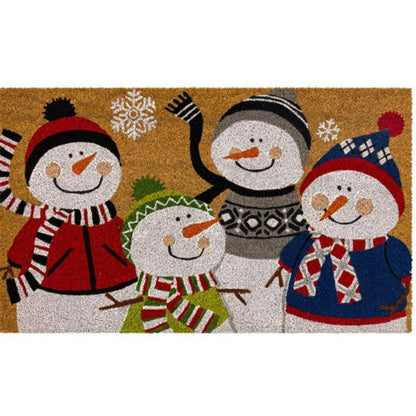 Snowmen Sweaters Door Mat 18"x30" Holiday Design Coir & PVC
