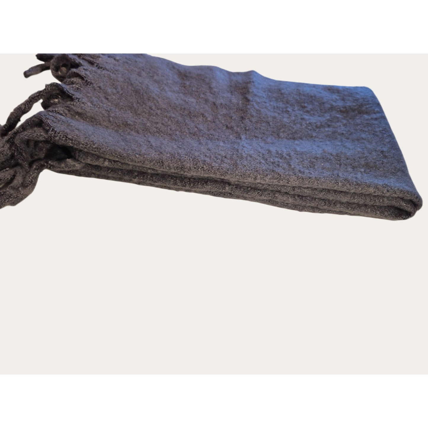 Oversized Chunky Winter Scarf with Fringe, Cozy Blanket-Style Wrap Grey