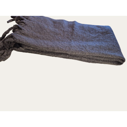 Oversized Chunky Winter Scarf with Fringe, Cozy Blanket-Style Wrap Grey