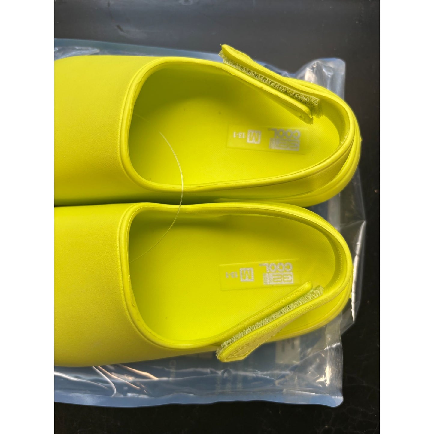 Youth Medium Yellow Slide Sandals With Velcro Strap By Be Cool