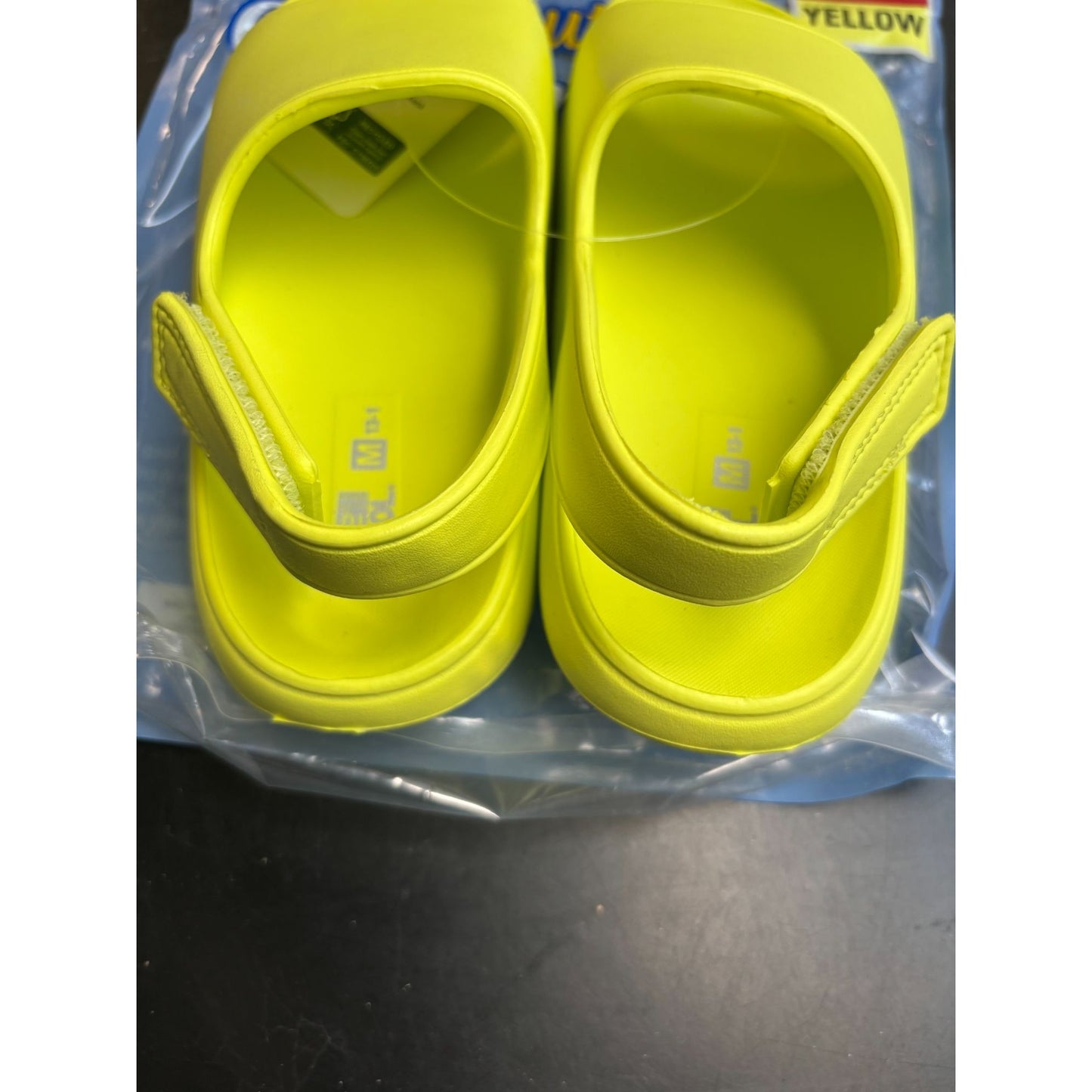 Youth Medium Yellow Slide Sandals With Velcro Strap By Be Cool