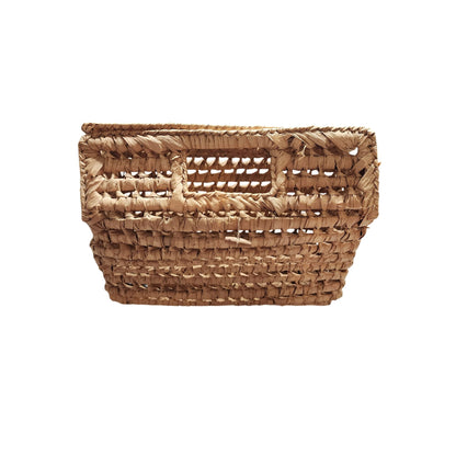 Handwoven Natural Straw Rectangular Basket With Lid For Storage Or Decoration
