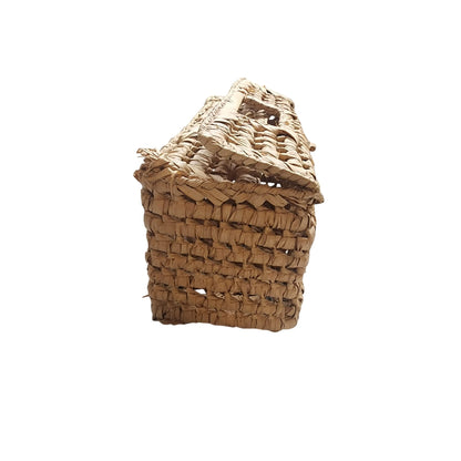 Handwoven Natural Straw Rectangular Basket With Lid For Storage Or Decoration