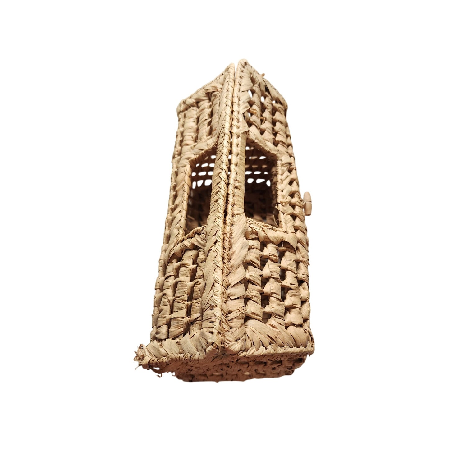 Handwoven Natural Straw Rectangular Basket With Lid For Storage Or Decoration