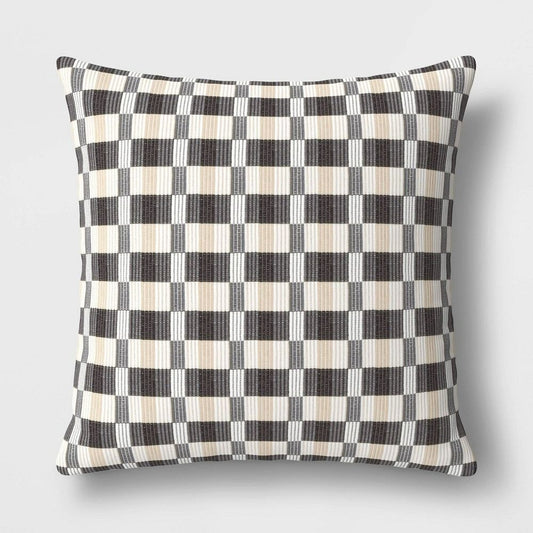 Threshold Oversized Woven Linework Square Throw Pillow Black/Neutral