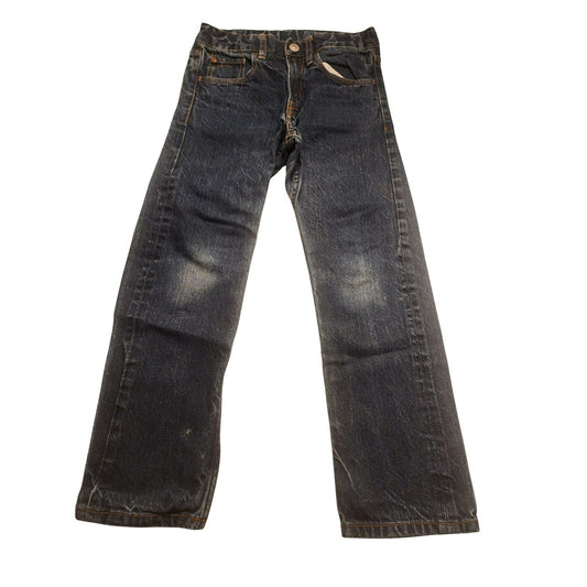 Slim Fit Denim kids Jeans Adjustable Waist Button Blue US 6-7Y.