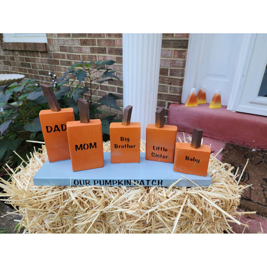 Handcrafted Wood Pumpkin Patch Family Decor Set