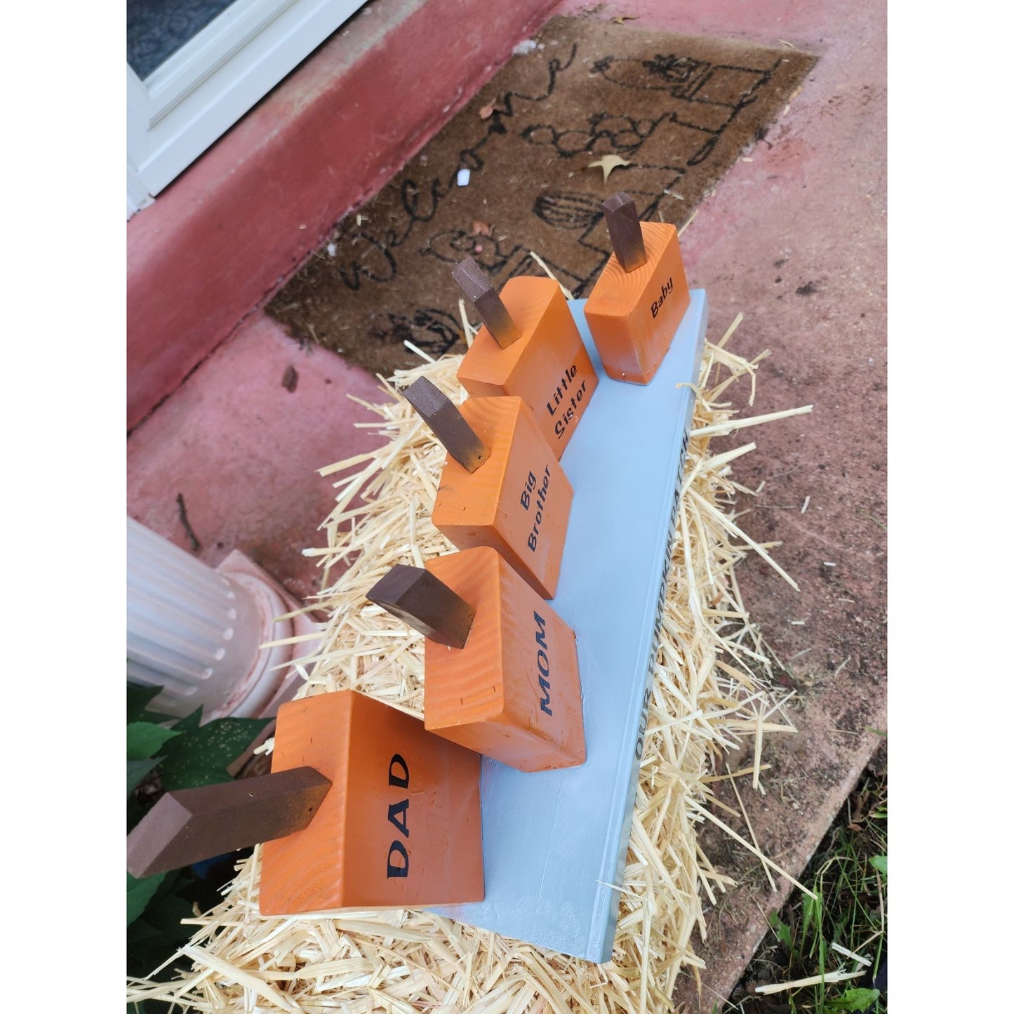 Handcrafted Wood Pumpkin Patch Family Decor Set