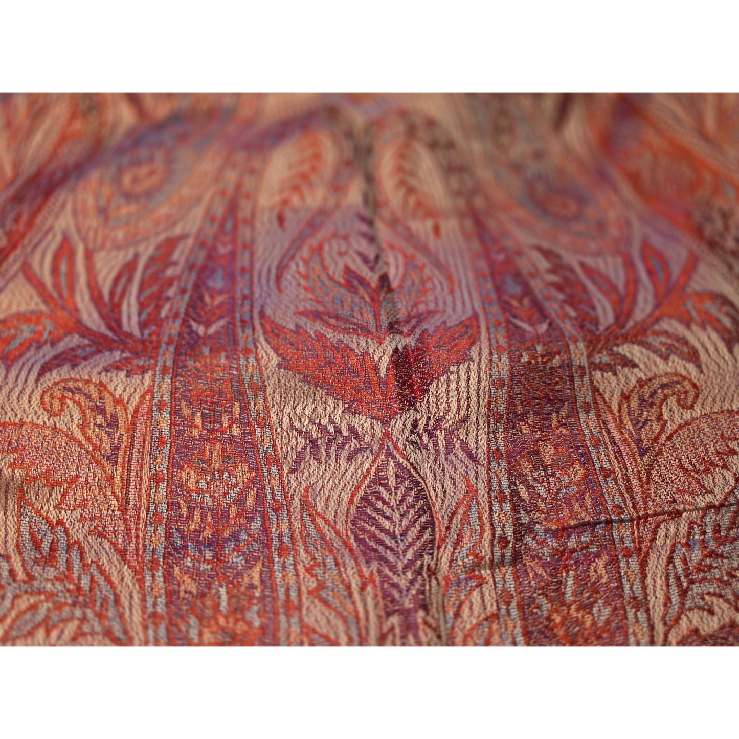 Red & Purple Paisley Pattern Woven Shawl/Scarf With Fringe