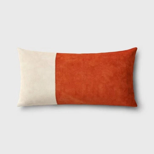 Threshold Oversized Colorblock Pieced Suede Lumbar Throw Pillow Orange/Neutral