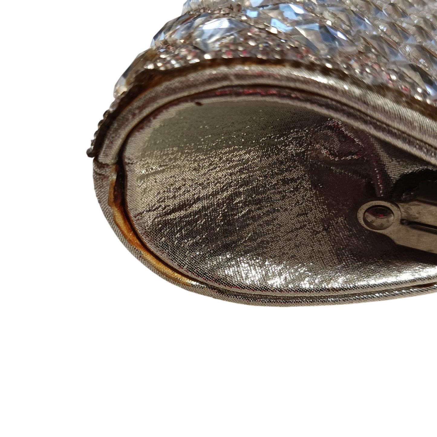 Lulu Townsend Y2K Crystal Evening Clutch Silver Rhinestone Bow Formal Bag Early 2000's Glam Vintage Style