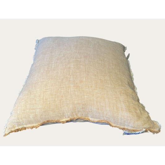 Soft Linen Decorative Throw Pillow With Frayed Edges Removable Cover Rustic Home Decor