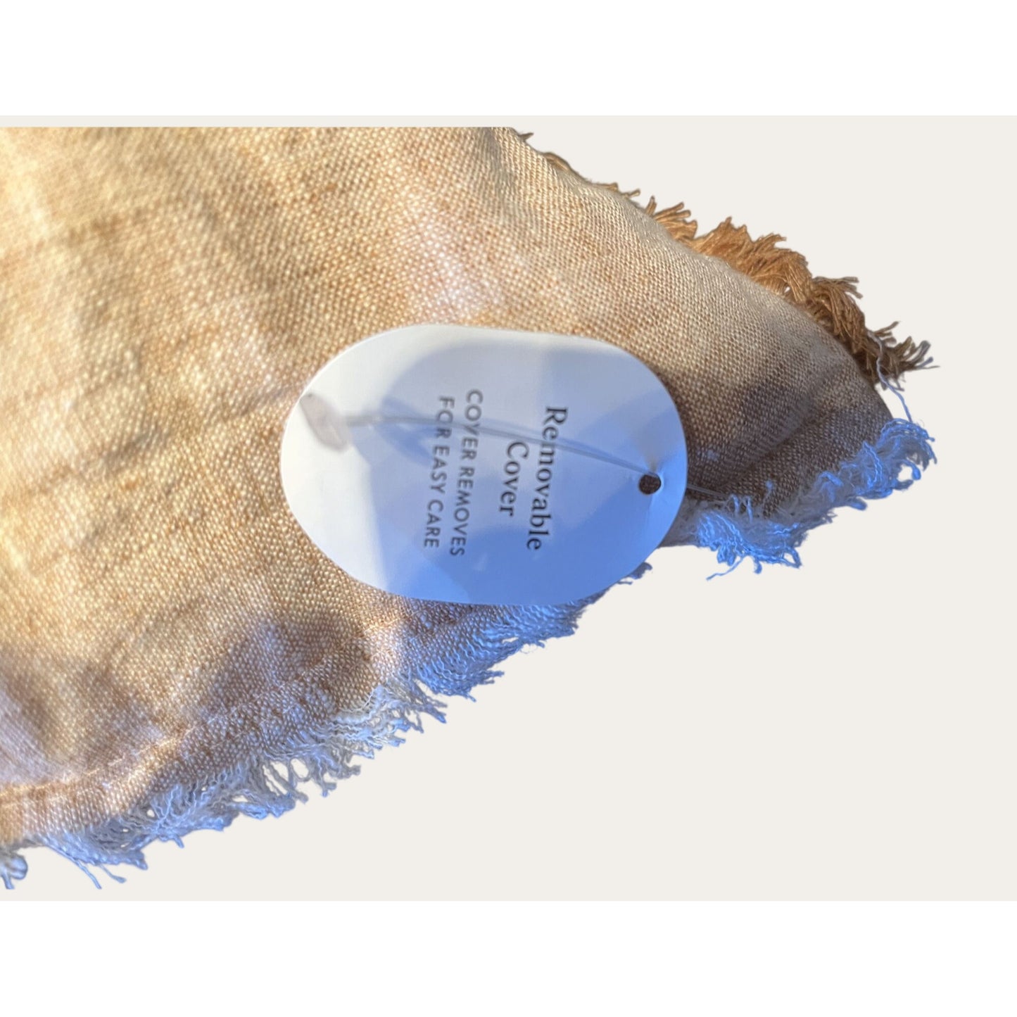 Soft Linen Decorative Throw Pillow With Frayed Edges Removable Cover Rustic Home Decor