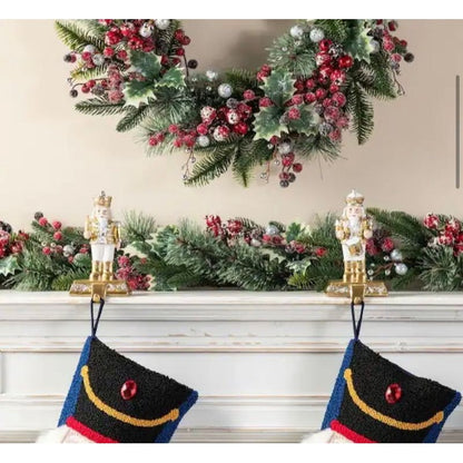 Nutcracker Christmas Stocking Holders, Set of 2 Gold and White