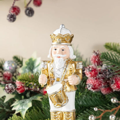 Nutcracker Christmas Stocking Holders, Set of 2 Gold and White