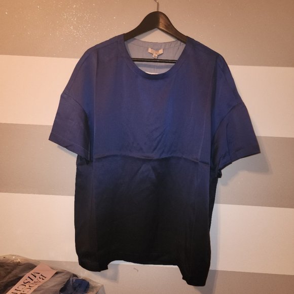 Badgley Mischka Short Sleeve Silk Blouse