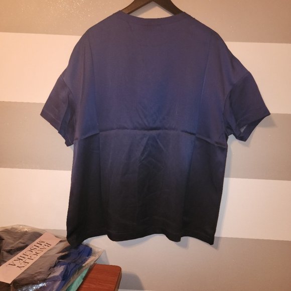 Badgley Mischka Short Sleeve Silk Blouse