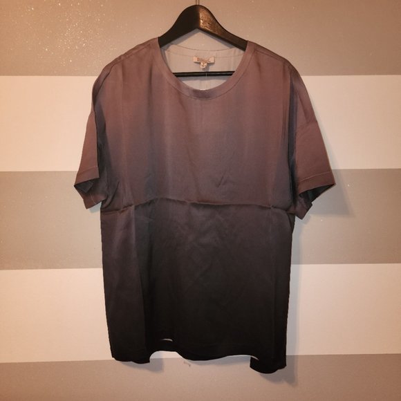 Badgley Mischka Short Sleeve Silk Blouse