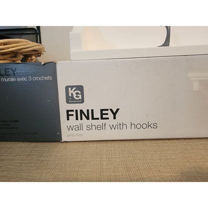Finley Wall Shelf By Kiera Grace With 3 Hooks White Finish