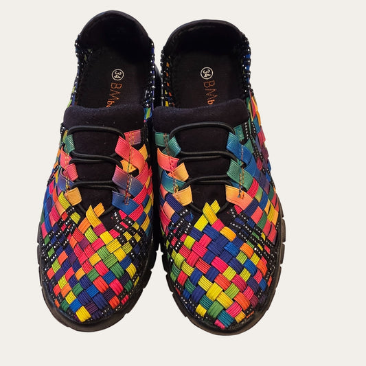 Bernie Mev Vicky Black Multi Women’s NIB Woven Comfort Shoes
