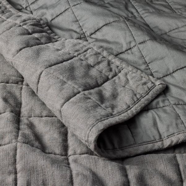 Full/Queen Heavyweight Linen Blend Quilt Dark Gray - Casaluna™: Rayon & Cotton, OEKO-TEX Certified
