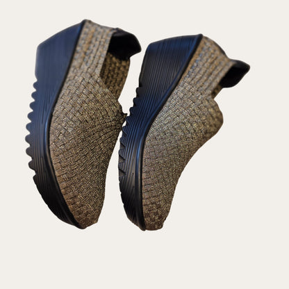 Bernie Mev Gem Bronze Women’s NIB Woven Comfort Shoes