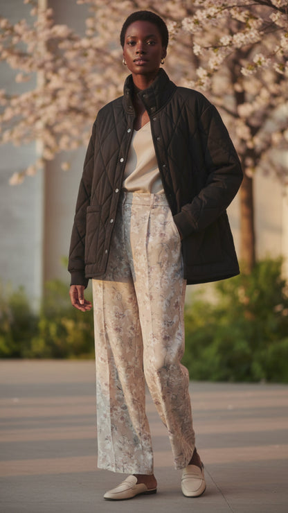 Quilted Snap-Front Womens Jacket in Black. Olive, or Taupe