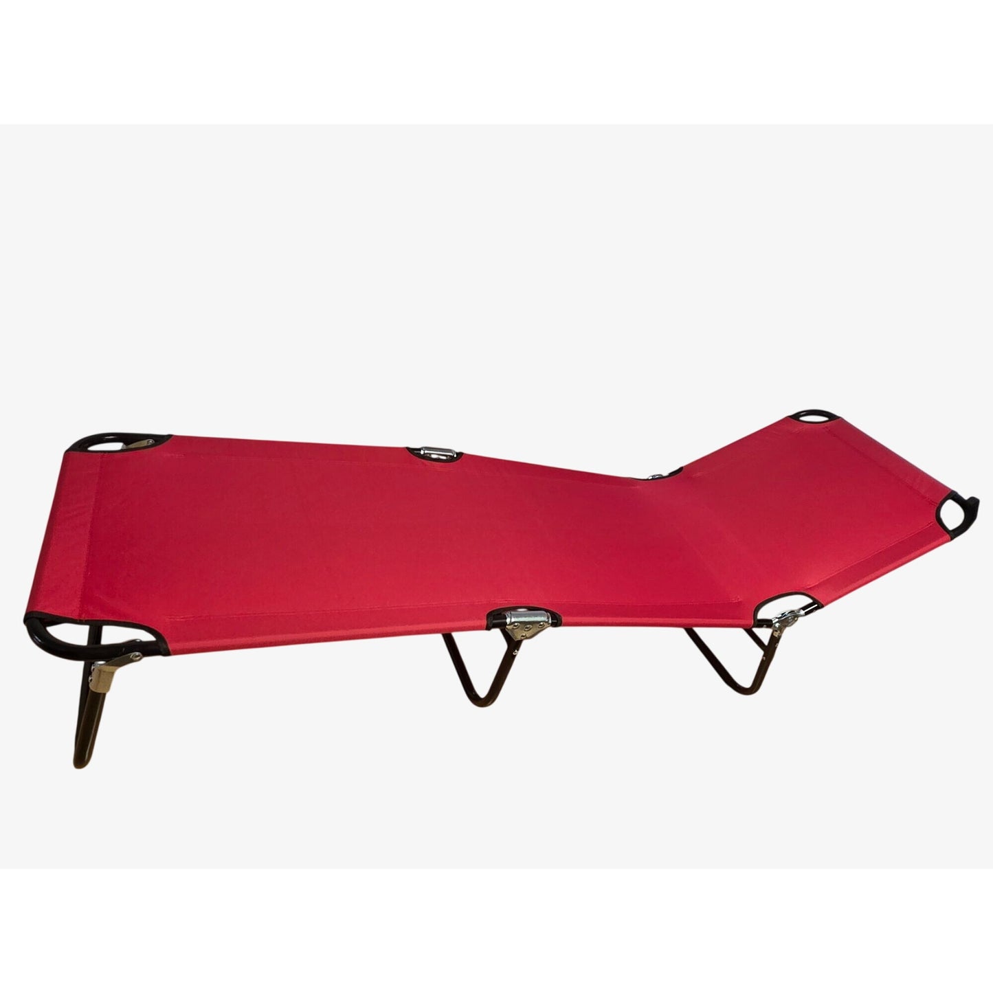 Adjustable Red Sun Lounger With Sturdy Steel Frame & Durable Fabric For Outdoor Relaxation