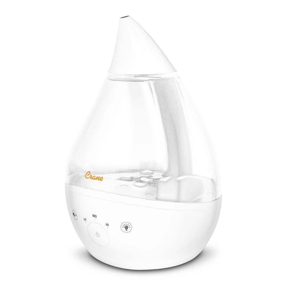 CRANE - 1 Gal. Drop Cool Mist Humidifier with Sound Machine - Clear/White