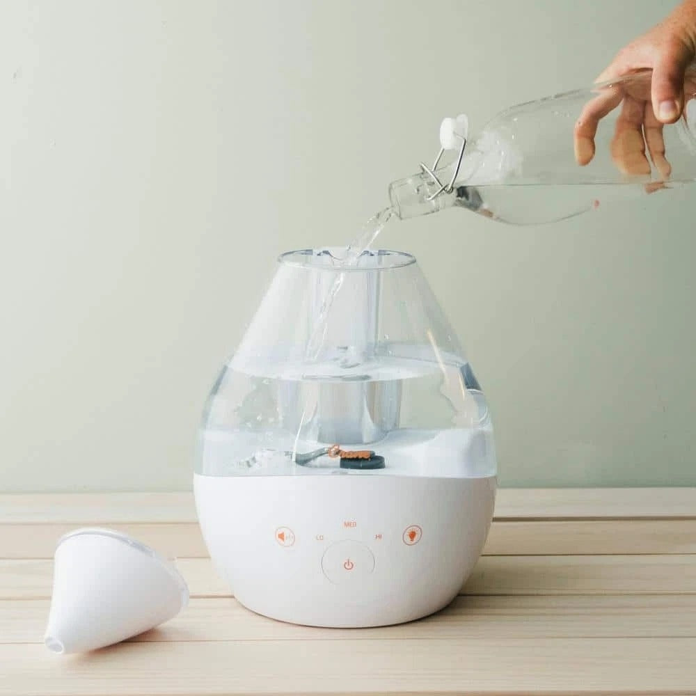CRANE - 1 Gal. Drop Cool Mist Humidifier with Sound Machine - Clear/White