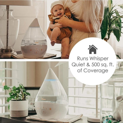 CRANE - 1 Gal. Drop Cool Mist Humidifier with Sound Machine - Clear/White